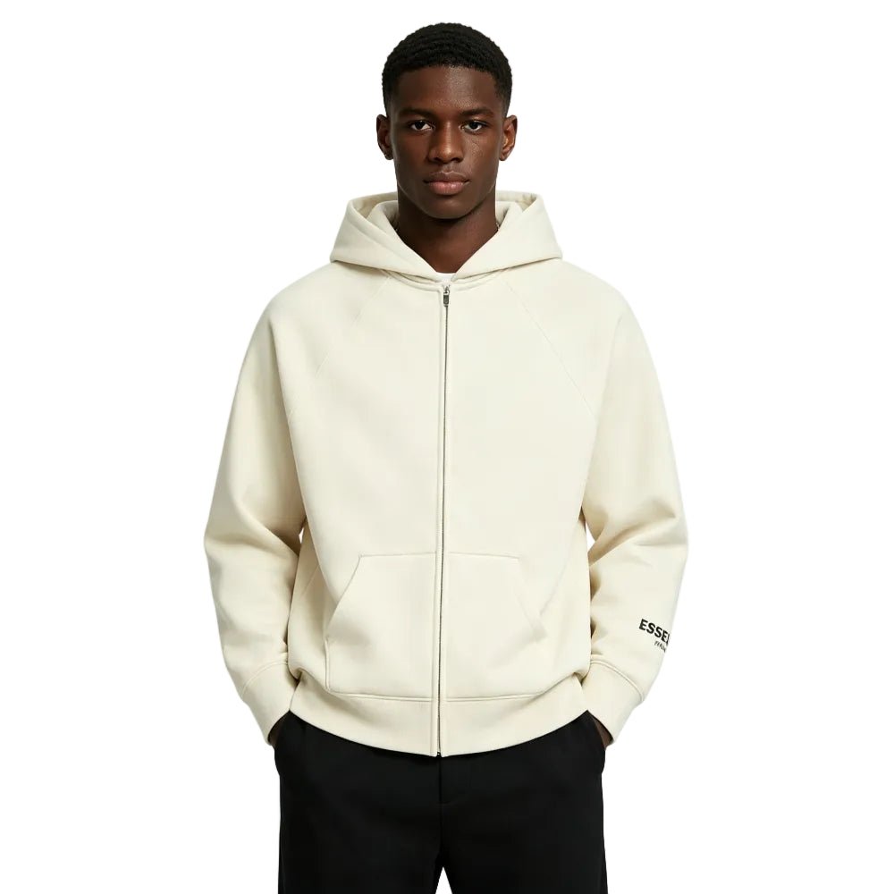 Fear of God Essentials Full Zip Hoodie Cream