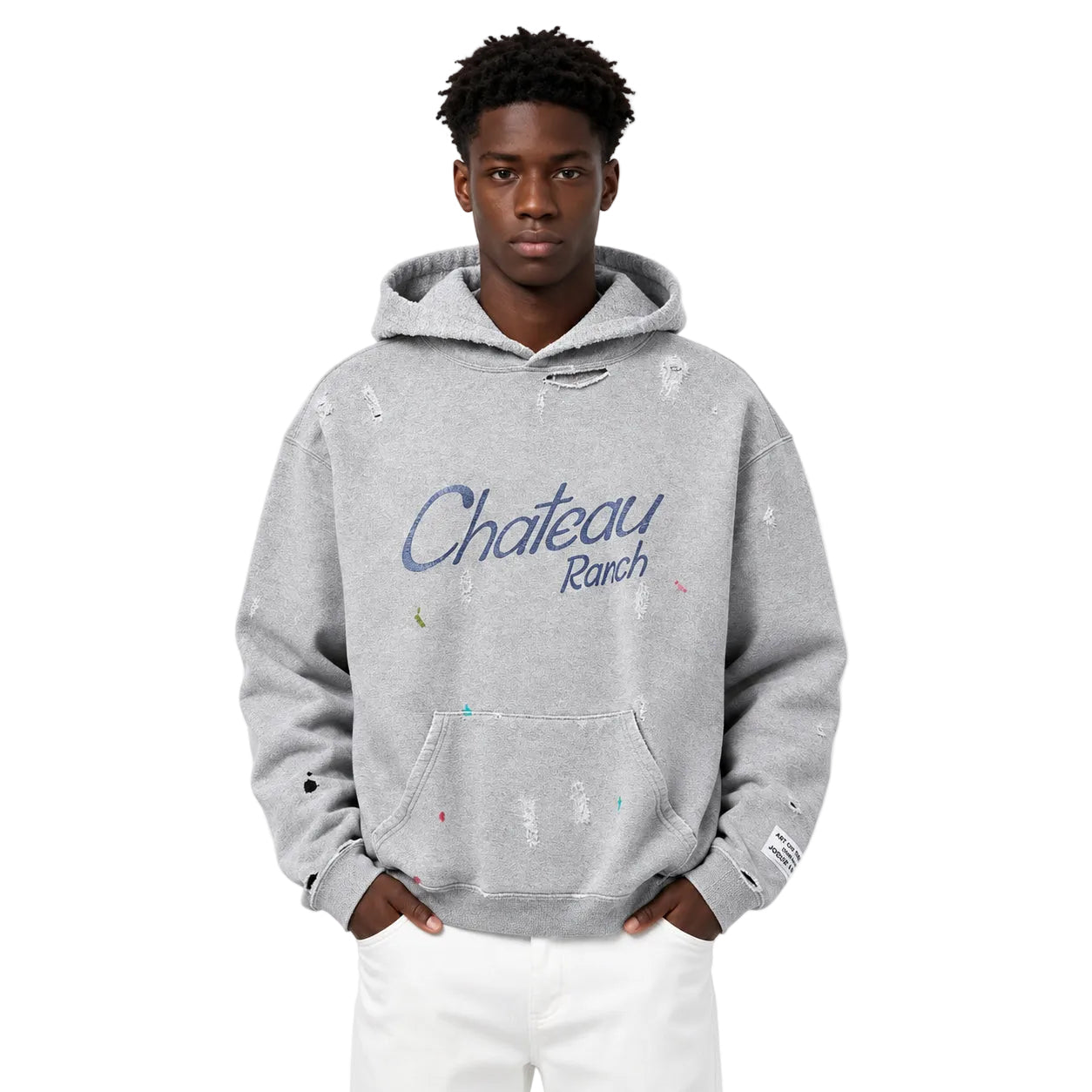 Gallery Dept.Distressed Chateau Ranch Hoodie Heather Grey