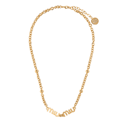 Miu Miu Logo Metal necklace Gold