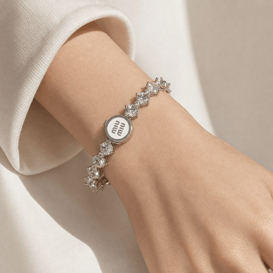 MIU MIU Metal Bracelet with Crystals Silver