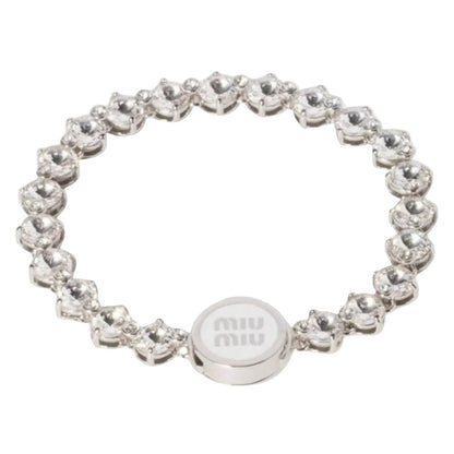 MIU MIU Metal Bracelet with Crystals Silver