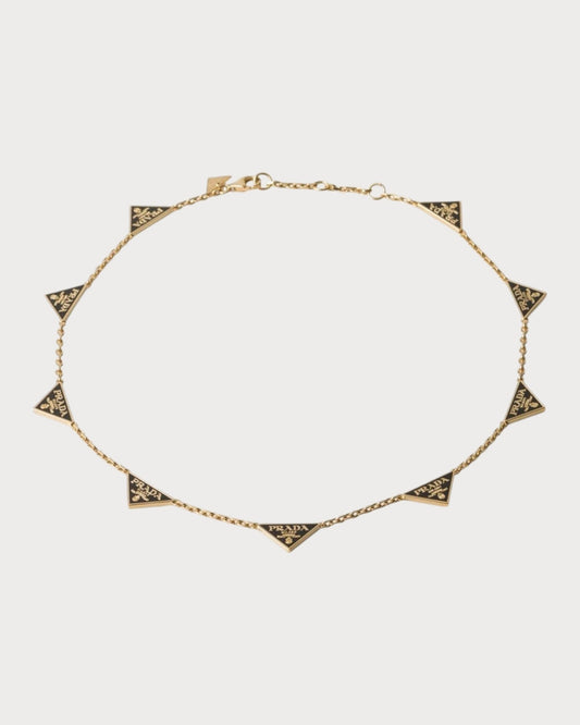 PRADA 1IC081 Enameled Metal Necklace(Gold)