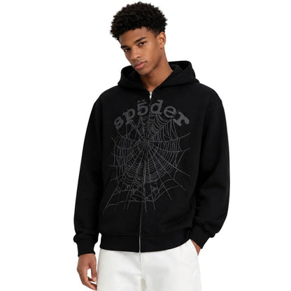 Sp5der OG Web V2 Phantom Zip Up Black