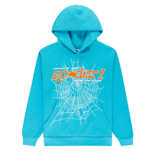 Sp5der Punk V2 Hoodie Cyan