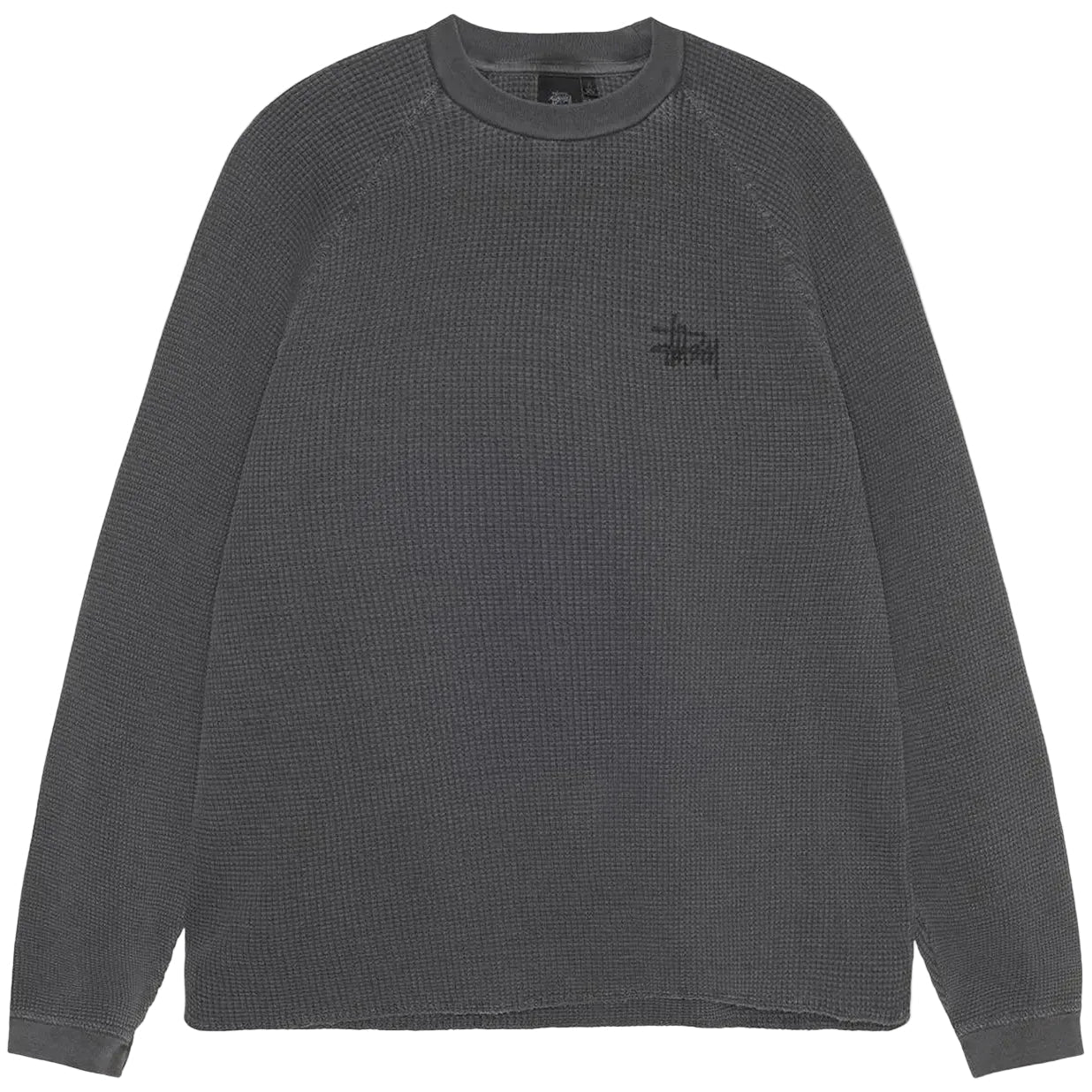 Stussy Raglan Thermal Long-Sleeve Crew Washed Black