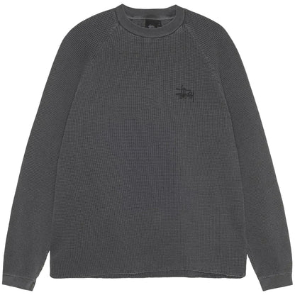 Stussy Raglan Thermal Long-Sleeve Crew Washed Black