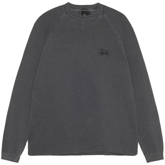 Stussy Raglan Thermal Long-Sleeve Crew Washed Black