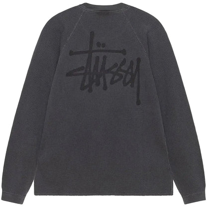 Stussy Raglan Thermal Long-Sleeve Crew Washed Black