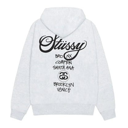 Stussy World Tour Hoodie Ash Heather